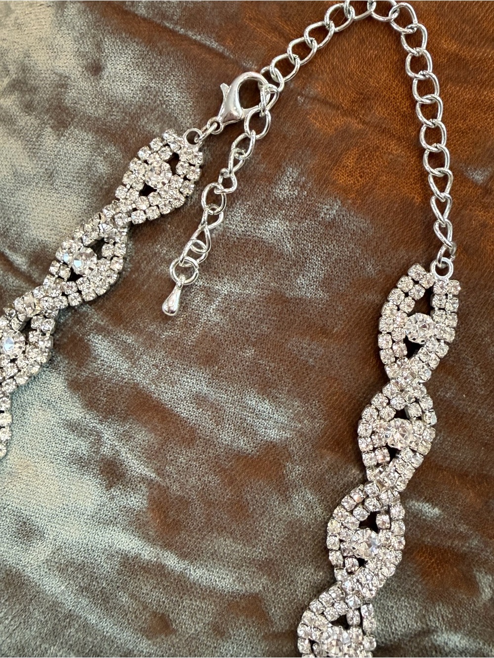 Crystal Infinity Link Statement Necklace - Silver Rhinestone - Picture 12 of 12